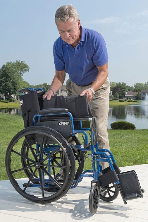 Drive Medical Blue Streak Lightweight Folding Wheelchair with 20 Inch Wide Seat - Image 9