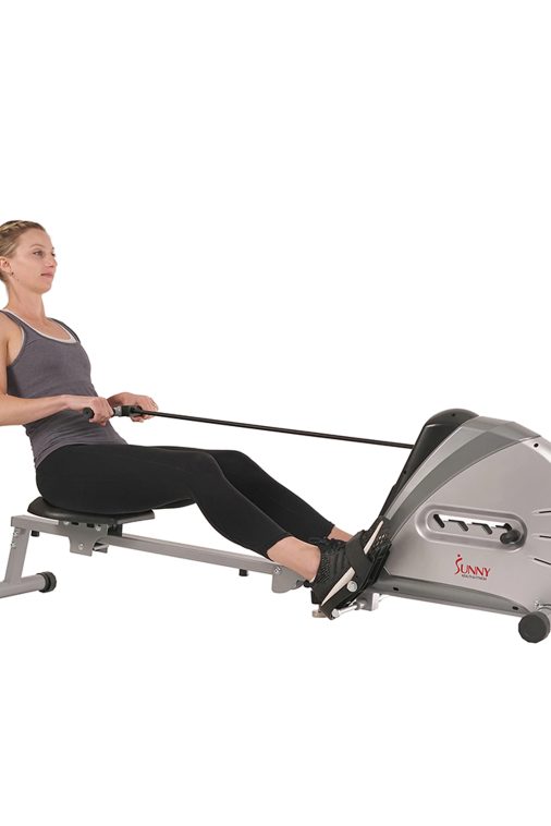 Sunny Health & Fitness Elastic Cord Rowing Machine Rower with LCD Monitor for Full Body Gym Workouts at Home Exercise, SF-RW5606