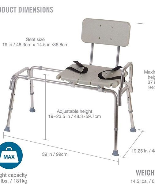 DMI Tub Transfer Bench and Sliding Shower Chair， Heavy Duty Non Slip Aluminum Body and Seat - Image 5