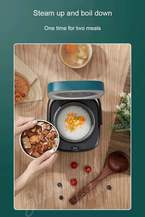 1.2L Mini Electric Rice Cooker - Intelligent, Automatic, Household Appliance for Small Meals, Food Warming, and Steaming - Ideal for 1-2 People Blue - Image 4