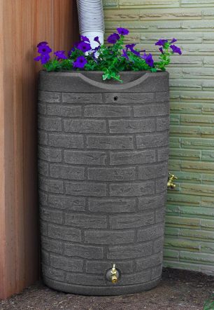 Good Ideas IMP-D50-DAR Impressions Downton Rain Saver Rain Barrel， 50 Gallon， Dark Granite