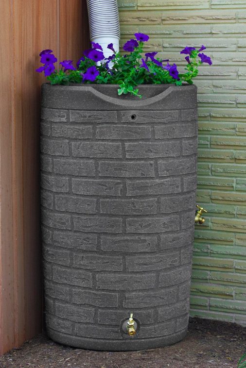 Good Ideas IMP-D50-DAR Impressions Downton Rain Saver Rain Barrel， 50 Gallon， Dark Granite