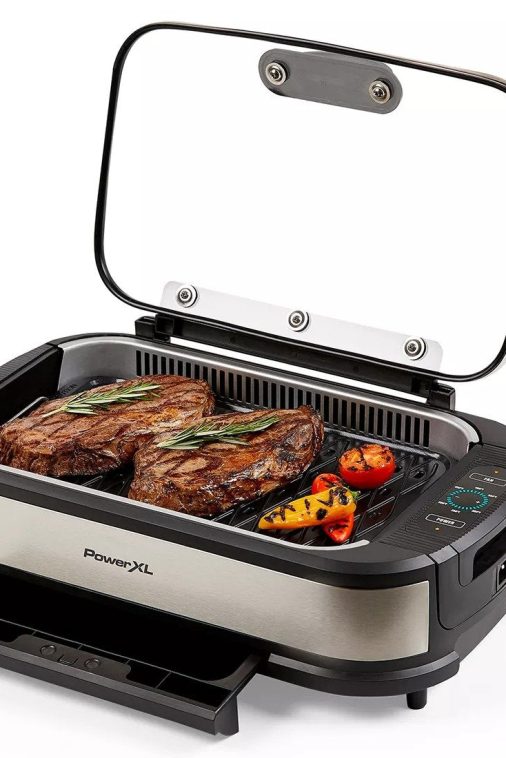 PowerXL Smokeless Grill Pro， Temprd Glass Lid and Turbo Speed Smoke Extractor