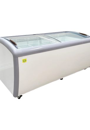 72 in. Curved Lid Glass Commercial Chest Freezer, 14.5 Cu. Ft.