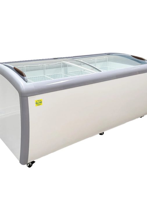 72 in. Curved Lid Glass Commercial Chest Freezer, 14.5 Cu. Ft.