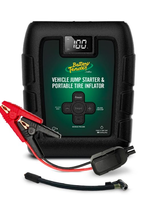 Battery Tender 800 AMP Jump Starter and Tire Inflator 140psi Combo - Lithium Battery For Extended Use - LED Flashlight Emergency Strobe - 2 Fast USB Charging Ports - 030-3010-WH