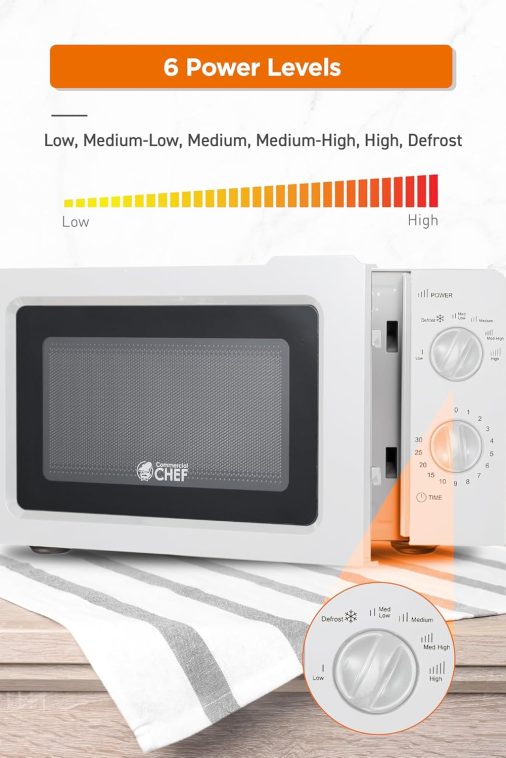 0.6 Cubic Foot Microwave with 6 Power Levels, Small Microwave with Grip Handle, 600W Countertop Microwave with 30 Minute Timer and Mechanical Dial Controls, Black - Image 4