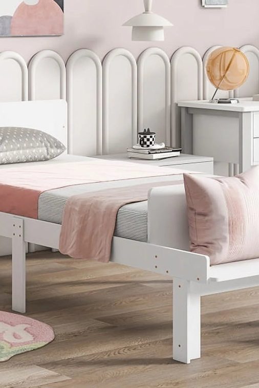 Create a chic and cozy bedroom look with this stylish and elegant white twin bed featuring a footboard bench for added comfort - perfect for enhancing the style and comfort of your bedroo - Image 8