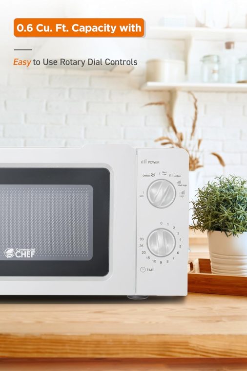 0.6 Cubic Foot Microwave with 6 Power Levels, Small Microwave with Grip Handle, 600W Countertop Microwave with 30 Minute Timer and Mechanical Dial Controls, Black - Image 7