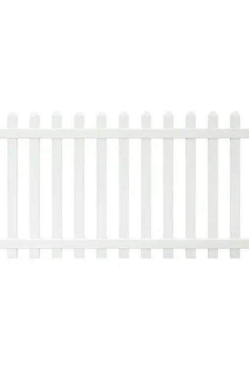 Veranda Glendale 4 ft. H x 8 ft. W White Vinyl Spaced Picket Unassembled Fence Panel with Dog Ear Pickets - Image 5