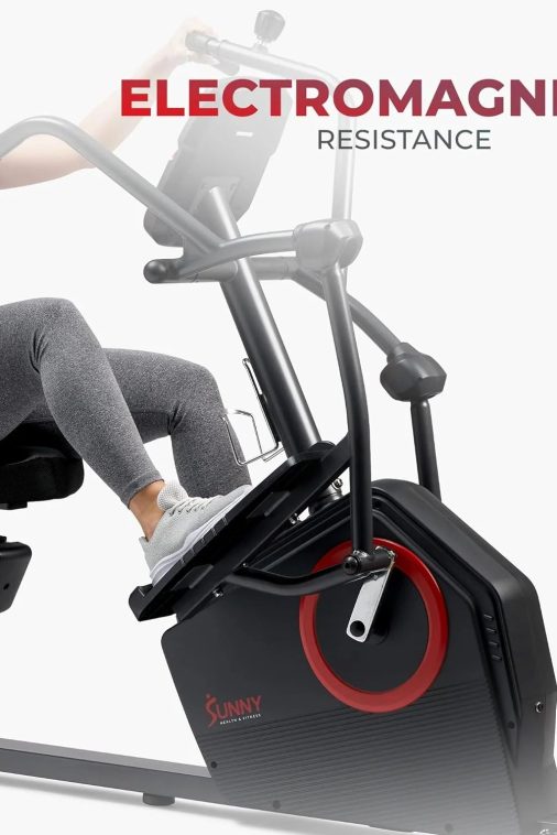 Sunny Health & Fitness Electromagnetic Recumbent Cross Trainer Exercise Elliptical Bike w/Arm Exercisers, Easy Access Seat & Exclusive SunnyFit® App Enhanced Bluetooth Connectivity - SF-RBE4886SMART… - Image 4