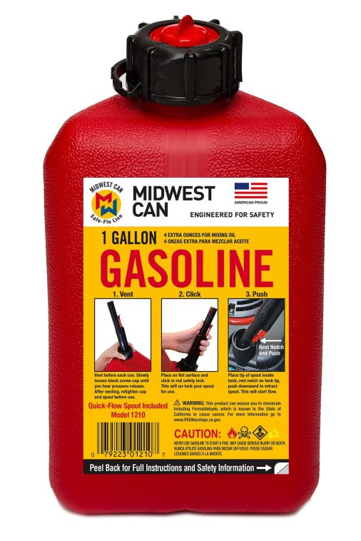 Midwest Can Company 1210 1 Gallon Gas Can Fuel Container Jugs & Spout (12 Pack) - Image 5
