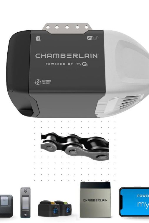 Chamberlain C2212T 1/2 HP Smart Chain Drive Garage Door Opener with Battery Backup
