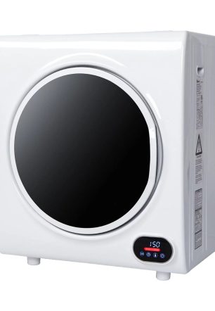 Compact Portable Household Clothes Dryer with LED Display, 2.6CUFT Drum Dryer - White, 110V 4KG Capacity, Energy Efficient Home Appliance