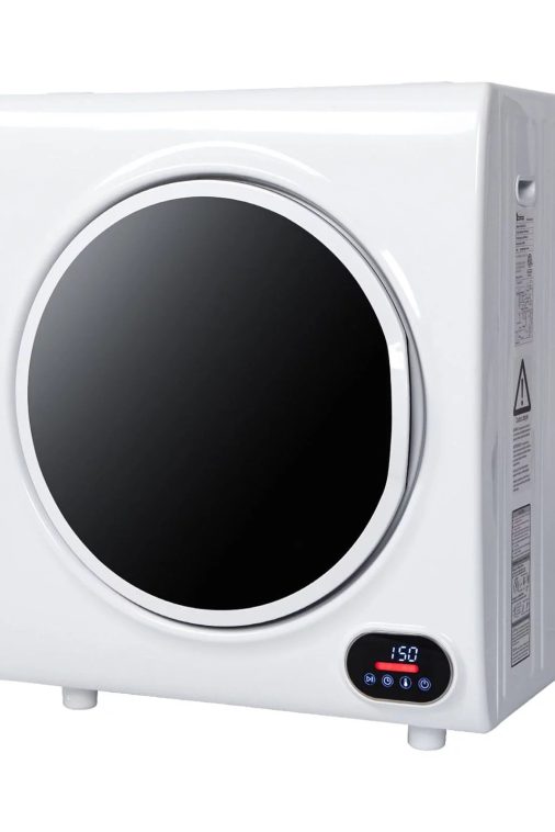 Compact Portable Household Clothes Dryer with LED Display, 2.6CUFT Drum Dryer - White, 110V 4KG Capacity, Energy Efficient Home Appliance