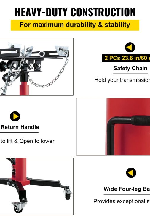 BENTISM Transmission Jack 1100 lbs 2-Stage Hydraulic High Lift Vertical Telescopic,Red - Image 7