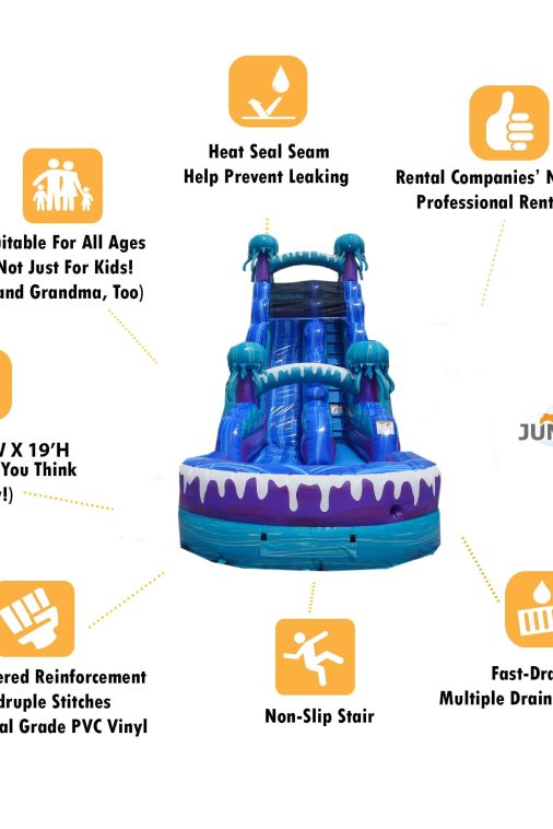 JumpOrange Electric Commercial Grade Inflatable Water Slide with Splash Pool | for Adults and Kids | Includes Blower, Stakes and Storage Bag | 19-Foot Tall x 36-Foot Long x 15-Foot Wide - Image 6