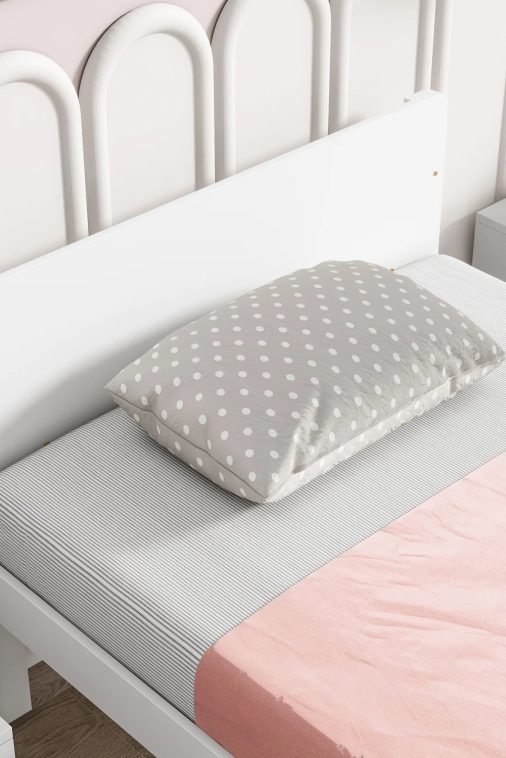 Create a chic and cozy bedroom look with this stylish and elegant white twin bed featuring a footboard bench for added comfort - perfect for enhancing the style and comfort of your bedroo - Image 5