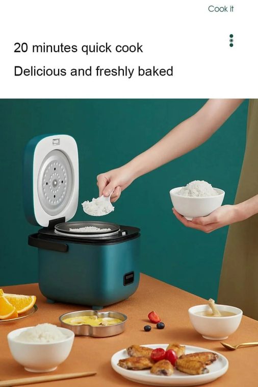 1.2L Mini Electric Rice Cooker - Intelligent, Automatic, Household Appliance for Small Meals, Food Warming, and Steaming - Ideal for 1-2 People Blue - Image 5