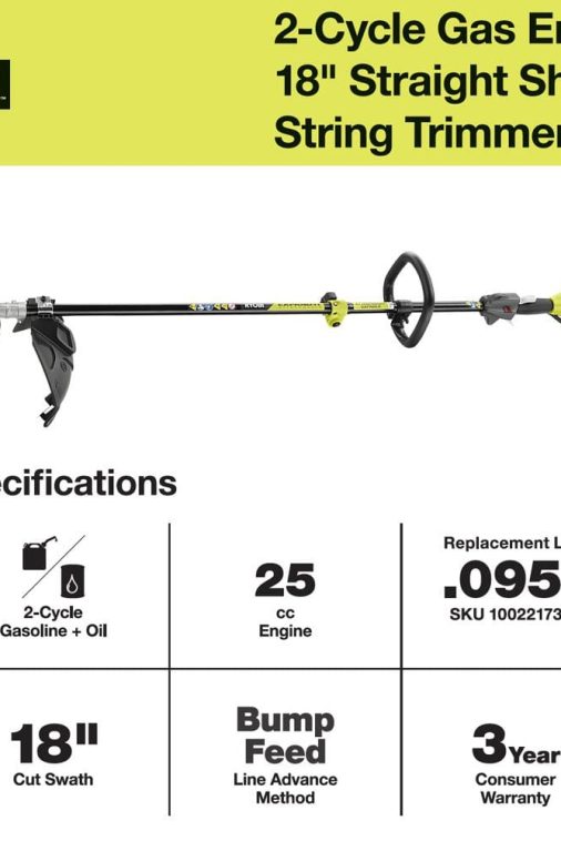 25 cc 2-Stroke Attachment Capable Full Crank Straight Gas Shaft String Trimmer RY253SS - Image 9