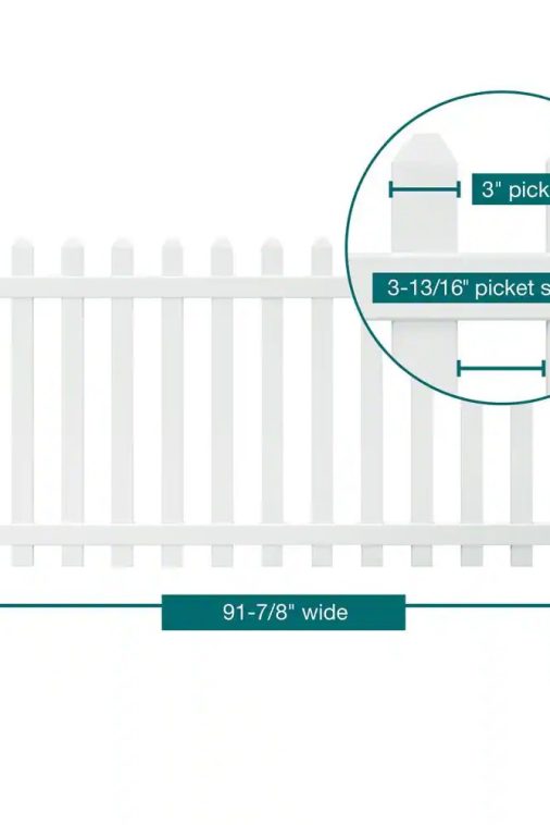 Veranda Glendale 4 ft. H x 8 ft. W White Vinyl Spaced Picket Unassembled Fence Panel with Dog Ear Pickets - Image 7