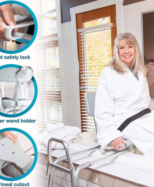 DMI Tub Transfer Bench and Sliding Shower Chair， Heavy Duty Non Slip Aluminum Body and Seat - Image 4