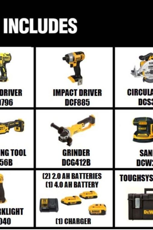 DEWALT 20V MAX Cordless 7 Tool Combo Kit with TOUGHSYSTEM Case, (1) 20V 4.0Ah Battery and (2) 20V 2.0Ah Batteries DCKTS781D2M1 - Image 3