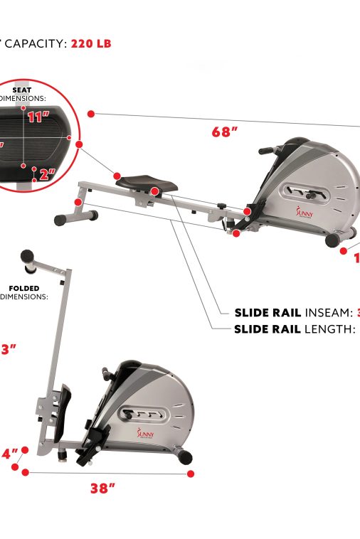 Sunny Health & Fitness Elastic Cord Rowing Machine Rower with LCD Monitor for Full Body Gym Workouts at Home Exercise, SF-RW5606 - Image 6