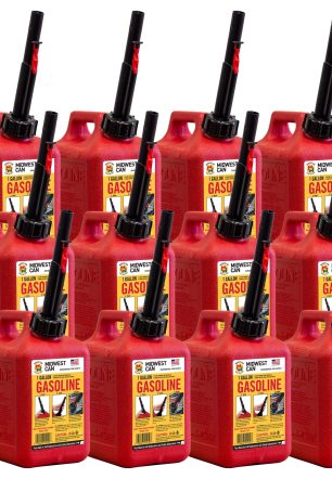 Midwest Can Company 1210 1 Gallon Gas Can Fuel Container Jugs & Spout (12 Pack)