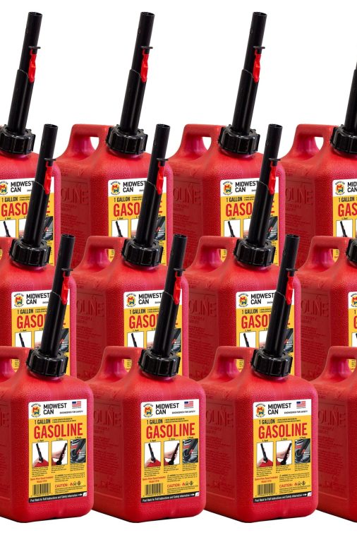 Midwest Can Company 1210 1 Gallon Gas Can Fuel Container Jugs & Spout (12 Pack)