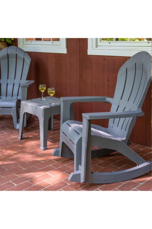 Adams Big Easy Westport Gray Resin Frame Adirondack Rocker - Image 4
