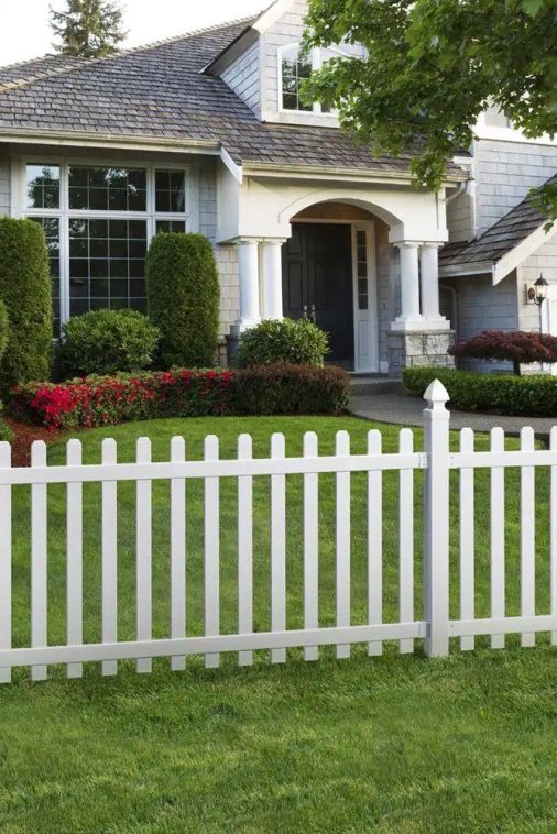 Veranda Glendale 4 ft. H x 8 ft. W White Vinyl Spaced Picket Unassembled Fence Panel with Dog Ear Pickets - Image 3