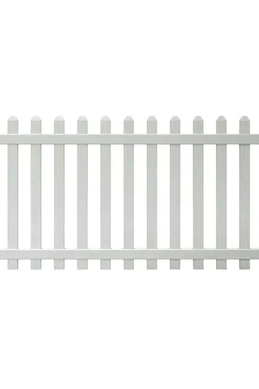 Veranda Glendale 4 ft. H x 8 ft. W White Vinyl Spaced Picket Unassembled Fence Panel with Dog Ear Pickets